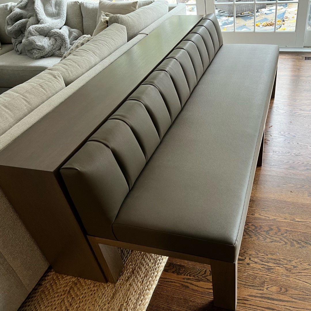 Custom Console Table & Banquette designed by Annie Del Interiors.