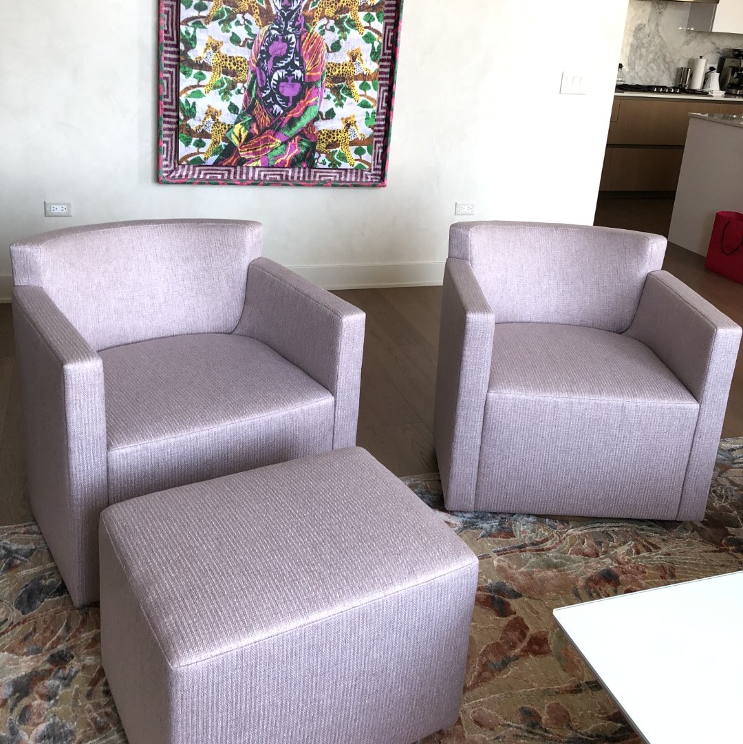 Swivel Chairs & Ottoman Designed by Melissa Lewis Interiors